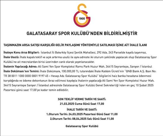 galatasaray florya arazisi icin ihale ilani yayimladi 0 ZvY6Lipu