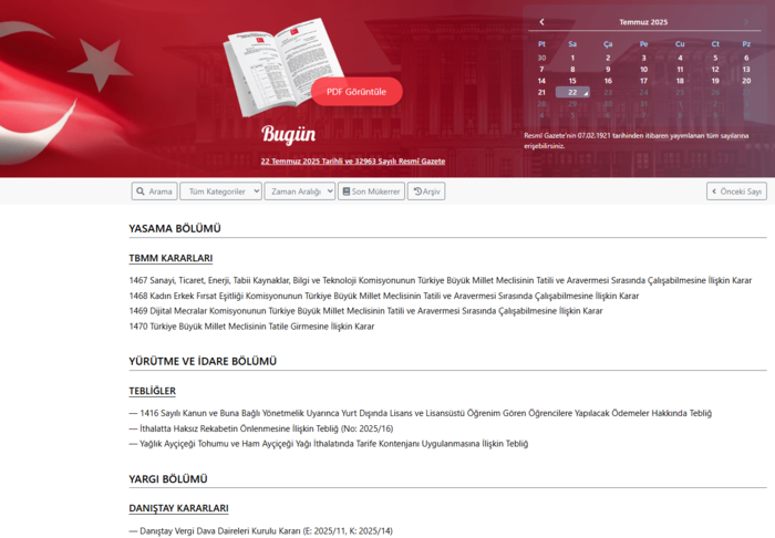 resmi gazetede bugun 22 temmuz 2025 resmi gazete kararlari 0 UIJMSgTi